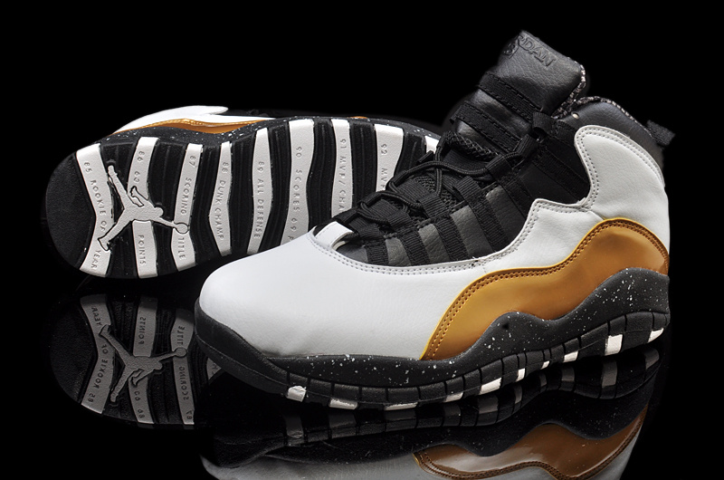 Air Jordan 10 Mens Shoes Black/White/Golden Online
